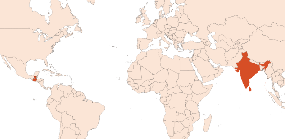 Map for Cardamom EO (CAS N° 8000-66-6)​