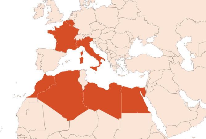 Map for Roman Chamomile EO (CAS N° 8015-92-7)​